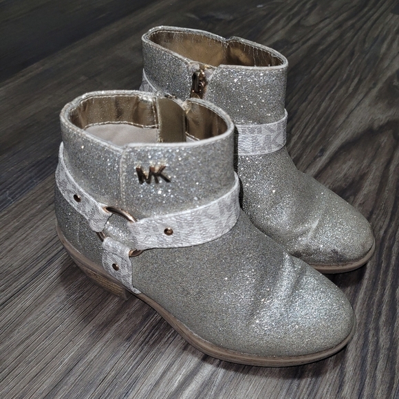 MICHAEL Michael Kors Avery Pamela Metallic Glitter Western Bootie Girls Size 12 - Picture 1 of 7